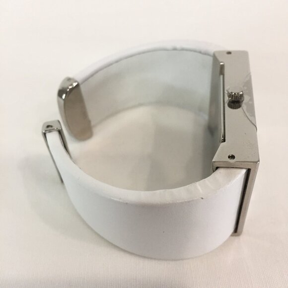 New In Box Avon Mother Of Pearl Bold White Hinged Cuff Bangle Style Analog Watch - Picture 3 of 8